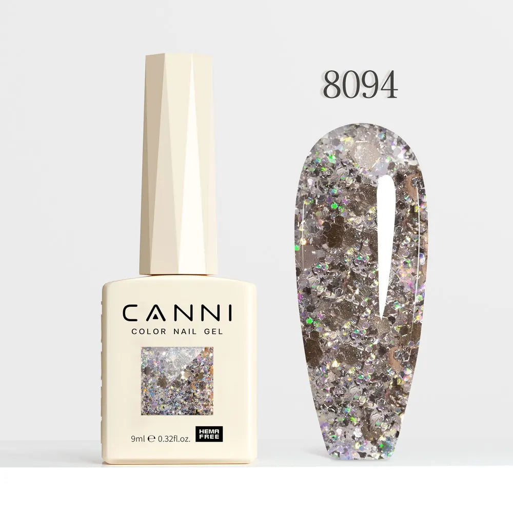 CANNI Gel Nail Polish Glitter Diamond Sparkle Color Collection Gorgeous Color HEMA FREE Soak Off UV LED Semi Permanent AurorGel