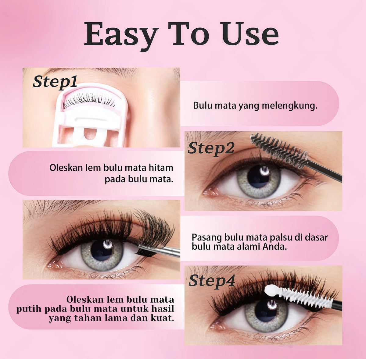 384 Bundles of False Eyelashes - with a 0.07 mm Curling Degree, a Naturally Slender Mixed Length (9 - 16 mm) - an Easy-to-Use Cu