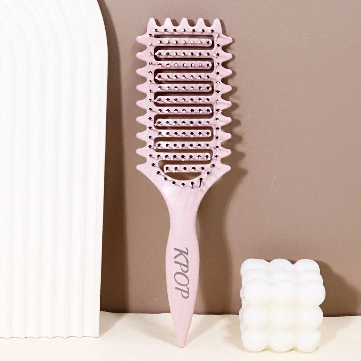 KPOP Curling Brush - Nylon bristles and ABS handle for creating curly hair styling Special for real hair wigs