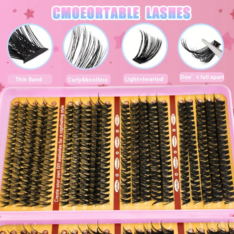 200/800 Pcs Lash Book Kit 8-16mm Premium Lash Extensions 30D 40D 50D 60D Reusable False Eyelashes for Beginners