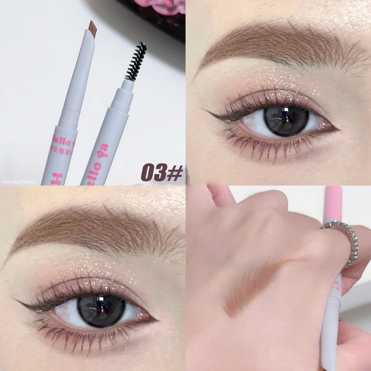 2 in 1 Eyebrow Pencil Professional Cosmetics Makeup 4 Colors Waterproof Eyebrow Tattoo Brush Long Lasting Eyebrow Pen