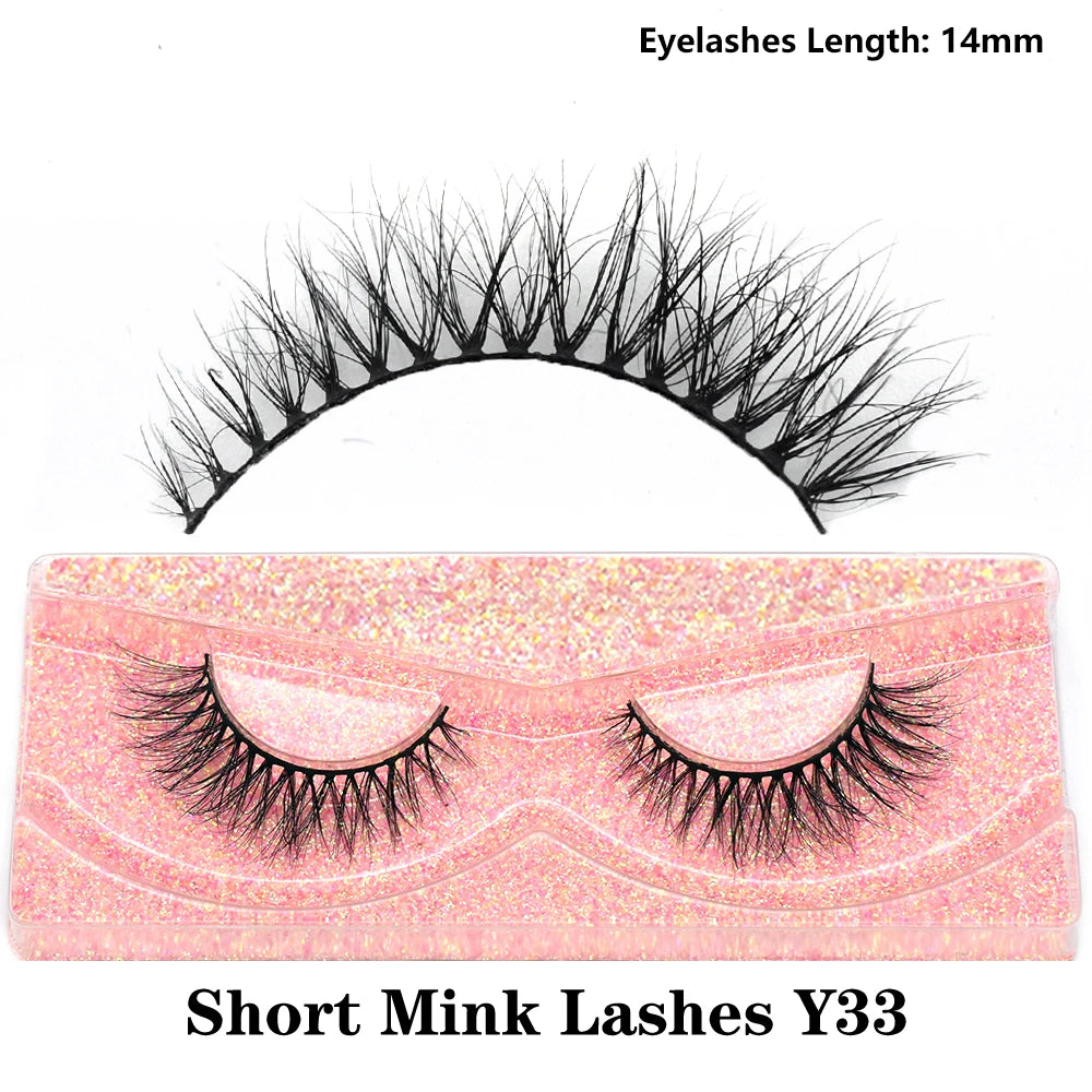 Half Eye Lashes Natural 3D Mink Short False Eyelashes Fluffy Wispy Cross Strip Fake Lashes Soft Half Eyelashes Extension Makeup
