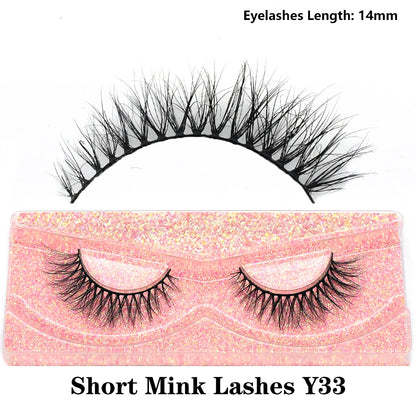 Half Eye Lashes Natural 3D Mink Short False Eyelashes Fluffy Wispy Cross Strip Fake Lashes Soft Half Eyelashes Extension Makeup