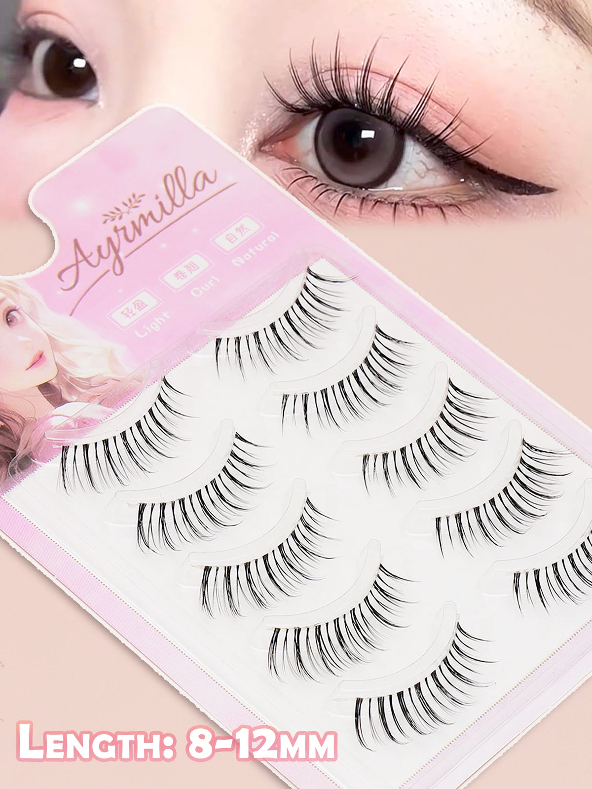 10 Pairs Natural Eye Lashes Faux Mink Eyelashes Winged End Eye Elongated Eyelashes Natural Long Manga Lashes Fake Lashes Makeup