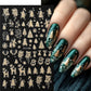 5pcs Sparkling Gold Glitter Christmas Nail Stickers Shiny Snowflake Xmas Tree Deer Polish Sliders Winter New Year Nail Art Decal