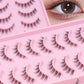 10 Pairs Natural Eye Lashes Faux Mink Eyelashes Winged End Eye Elongated Eyelashes Natural Long Manga Lashes Fake Lashes Makeup
