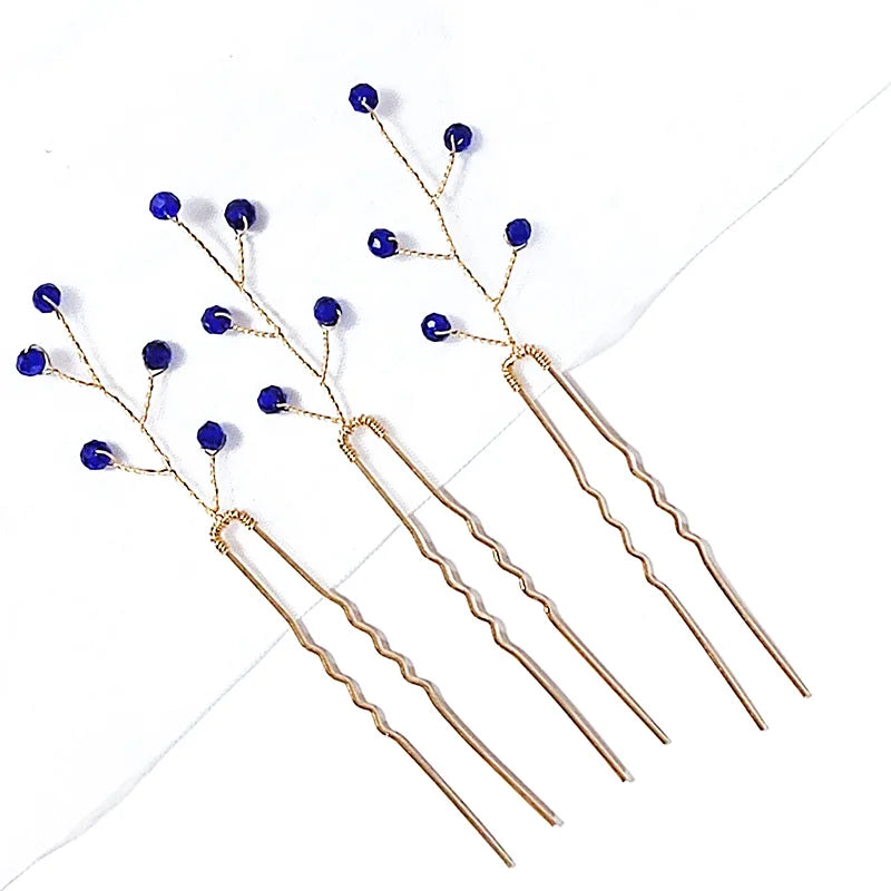 Vintage Blue Rhinestone Hair Comb Wedding Hair Accessories Bridal Hair Clip Headpiece Jewelry Bride Tiara Hair Ornament Gift