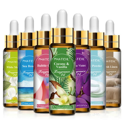 PHATOIL 10ml Fragrance Oil For Women Strawberry Peach Angel Sea Breeze Coconut & Vanilla Bubble Gum Aromatherapy Fragrance Oils