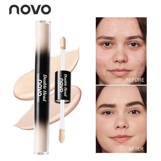 Double Ended Liquid Concealer Stick& Foundation, Waterproof, Sweatproof, Non-Sticky, Cover Acne Marks, For Eyes & Cheek