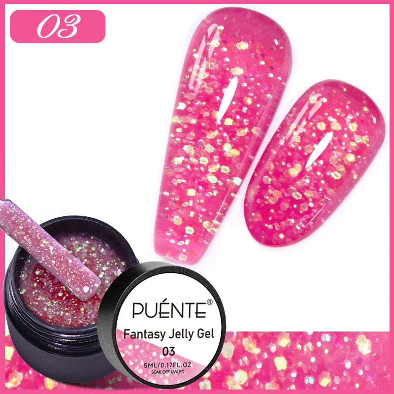 PUENTE Pearl Color Builder Nail Gel Polish Hema Free Shell Thread Glitter Nail Extension Semi-Permanent Construction Gel Varnish