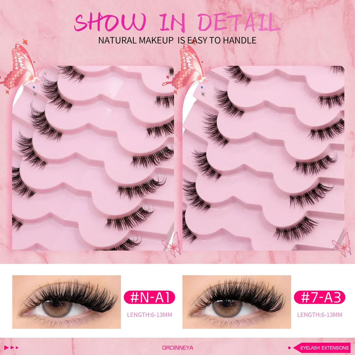 Veltrinay Natural Half Lashes Cat Eyelashes Soft Wispy with Clear Invisible Band Reusable Faux Mink Eyelashes Makeup