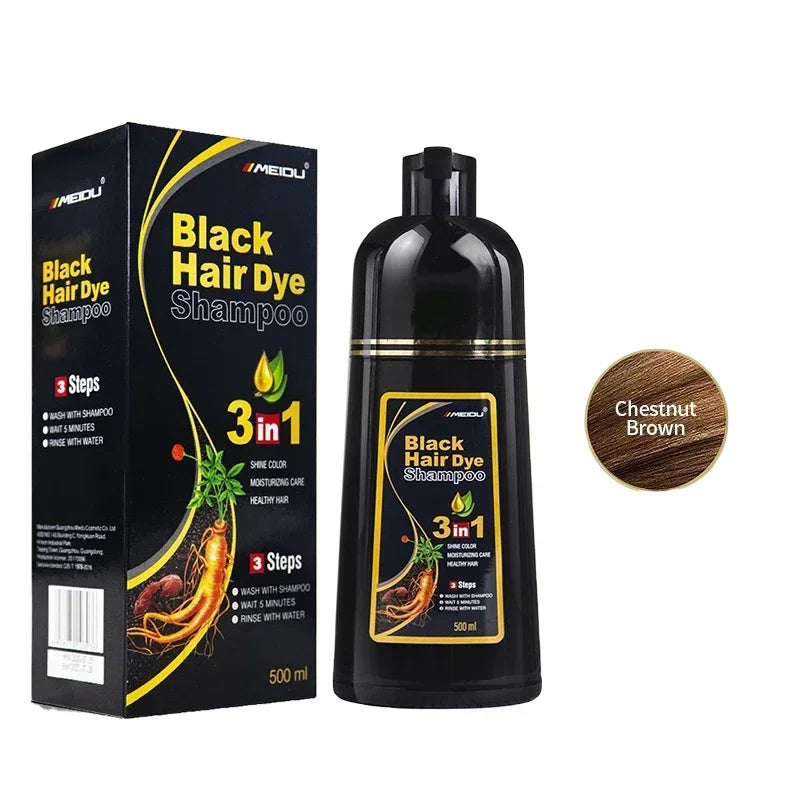 100ml/500ml Hair Dye Shampoo 3in1 Darkening Hairs Instant Gray To Black Polygonum Multiflorum Natural Coloing Cover Men Women