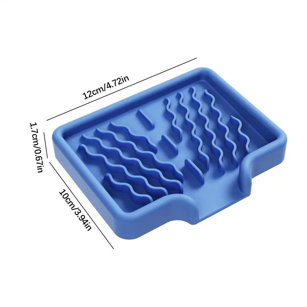 Silicone Soap Holder Self Draining Soap Bar Holder Kitchen Soap Dish Sponge Tray Counter Caddy Organizer for Dish Soap Dispenser