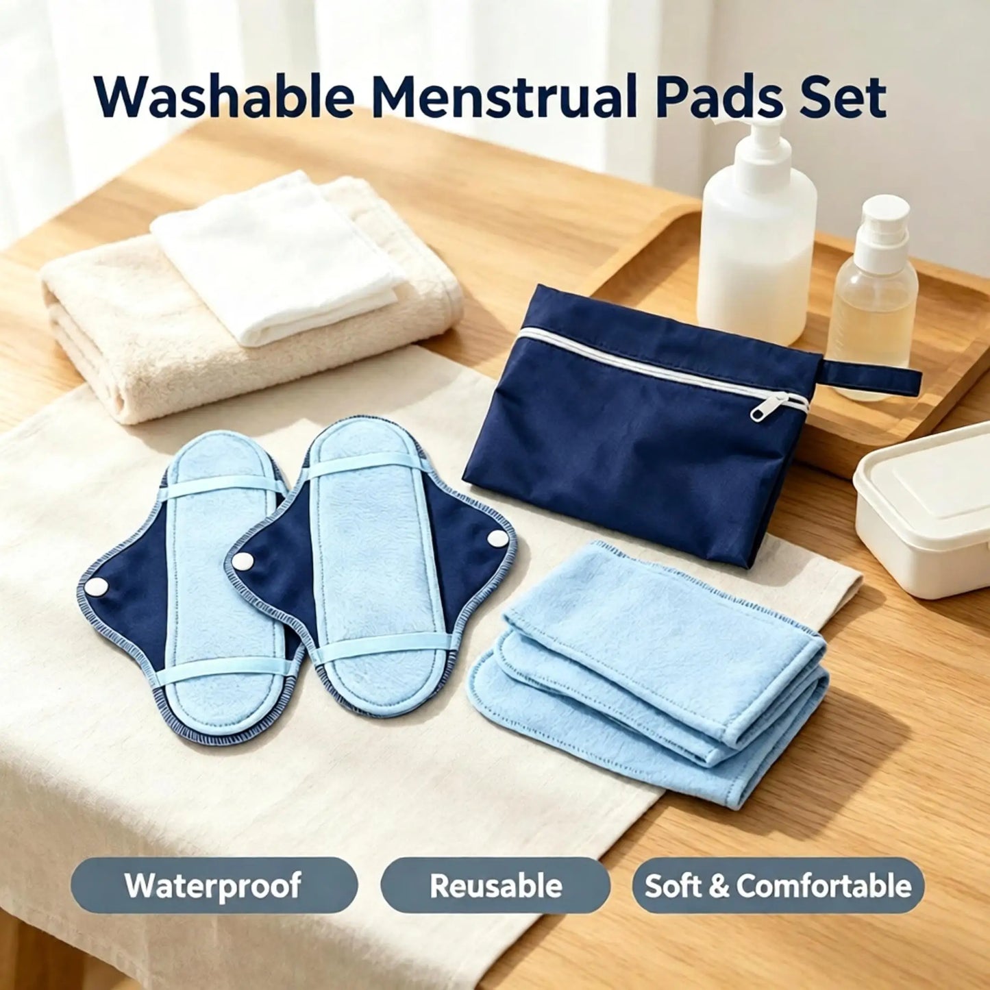 8Pcs Fleece Reusable Washable Menstrual Pads Leakproof Sanitary Pads Heavy Flow Postpartum Panty Liners for Elderly Incontinence