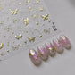 Shiny Jelly Butterfly Charming Golden Gradient Bowknot 5D Self Adhesive Nail Art Sticker Flower Petal Rhinestone Manicure Decals