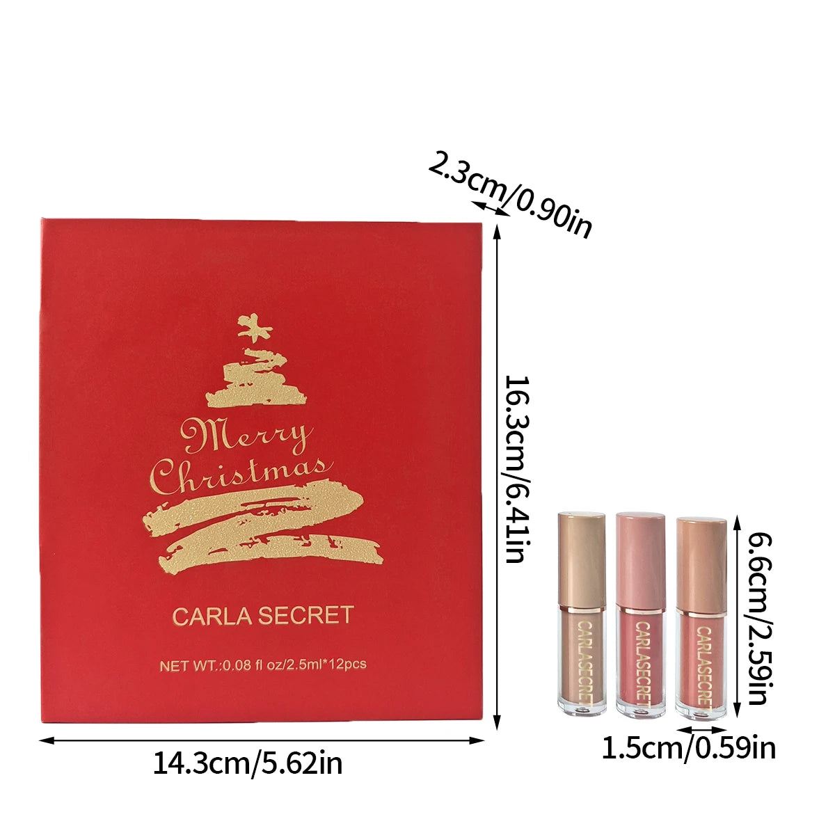 12 Color Book Matte Lipstick Set Non stick Cup Waterproof Lip Gloss Women's Makeup Long Lip Gloss Christmas Set