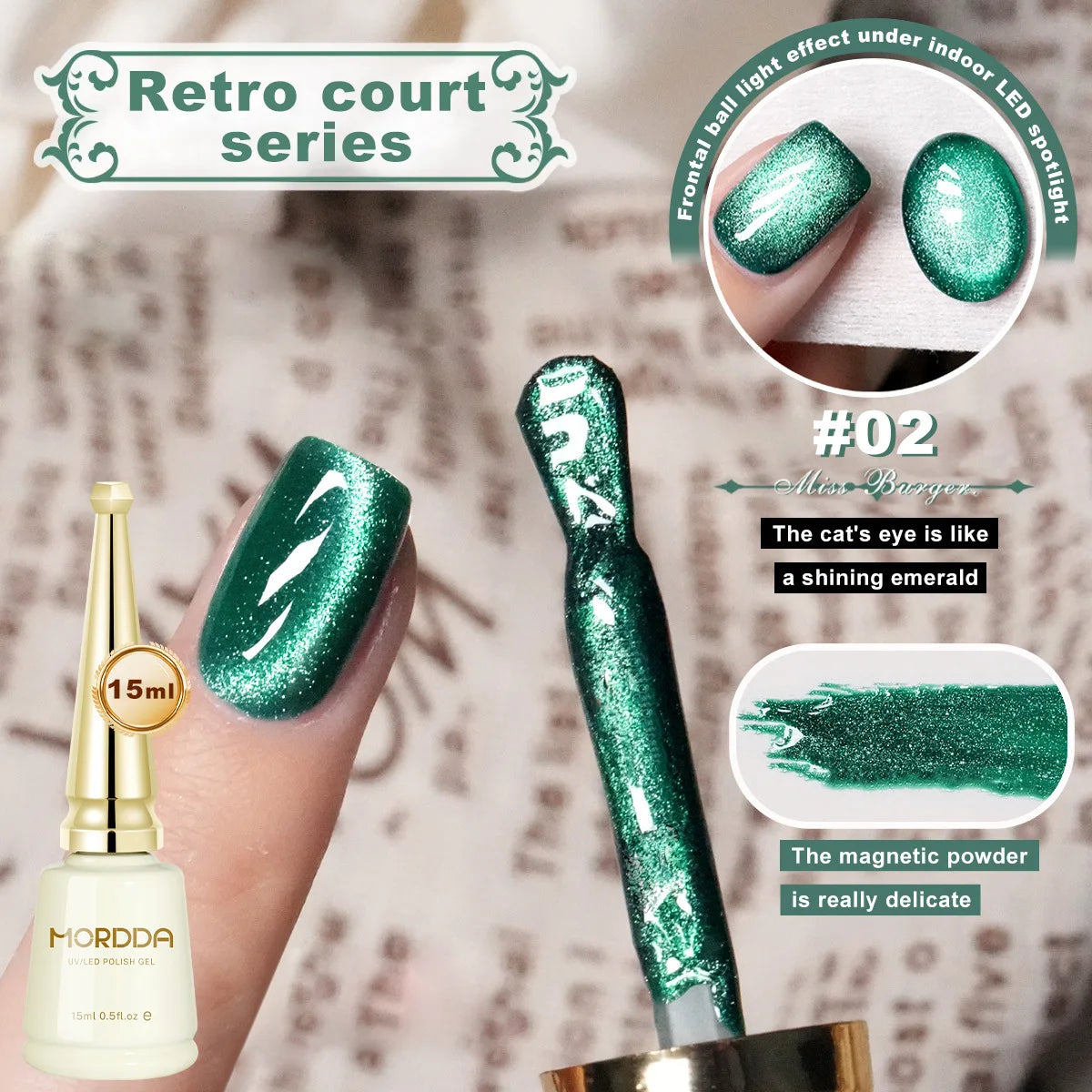 15ML Retro Glitter Cat Magnetic Nail Gel Polish t Cat Eye Holographic Reflective Semi Permanent UV Gel Soak Off Sparkling Nail A