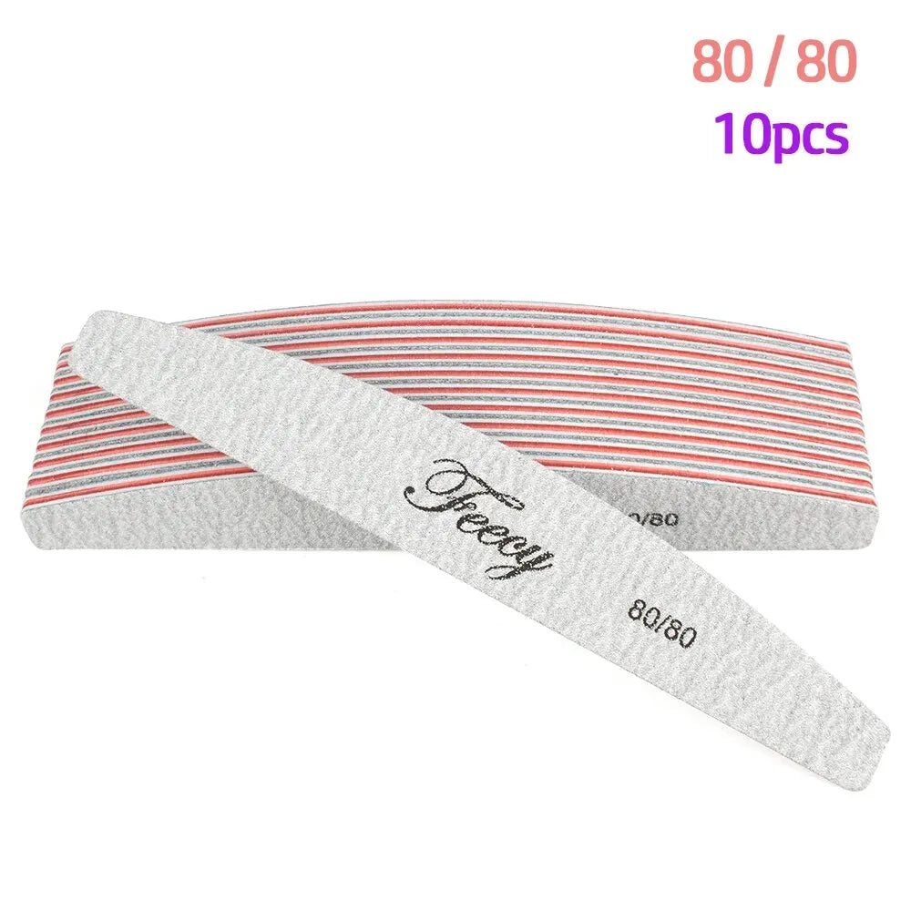 10Pcs/Lot Nail File Buffer Double Side Nail Files Buffer 80/100/150/180/240 Grit Limas Trimmer Lime Nail Art Ongle Manicure Tool