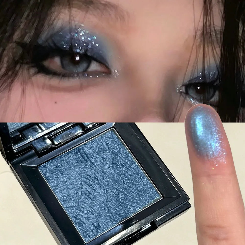 Monochrome Eyeshadow Palette Chrome Blue Pearl Glitter Highgloss Brightening Lasting Waterproof Metallic Luxury Eyeshadow Makeup
