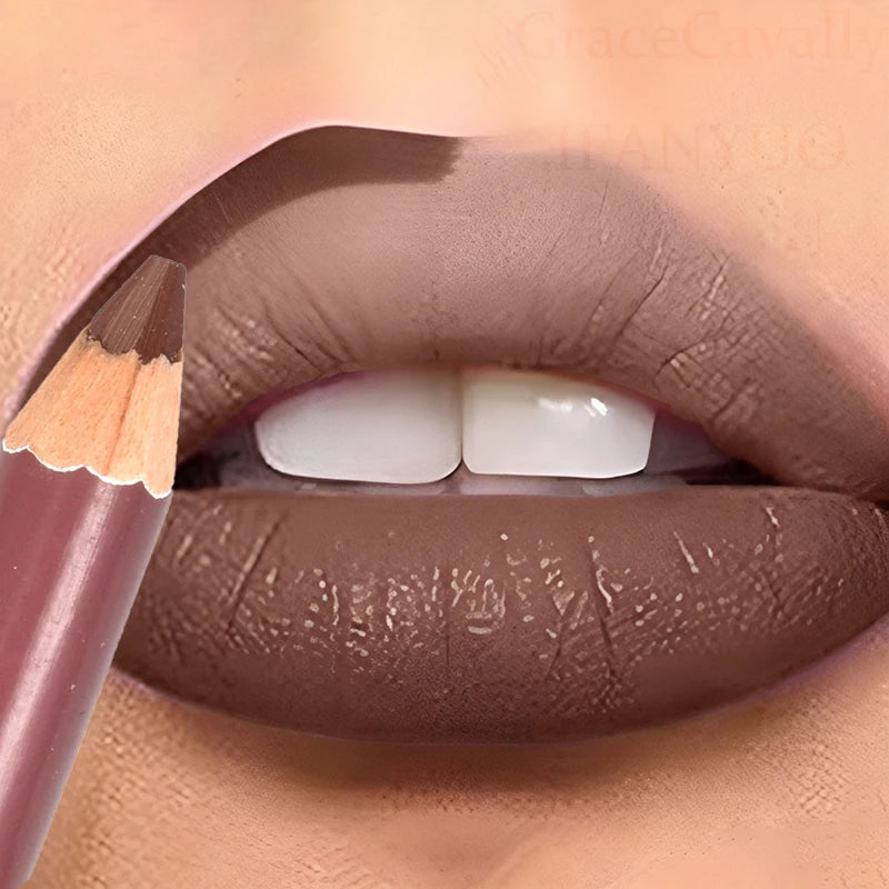 Dark Brown Waterproof Lip Liner Matte Long Lasting Makeup Pens 28 Colors Non-stick Cup Lipstick Pencil Women Party Lip Cosmetic