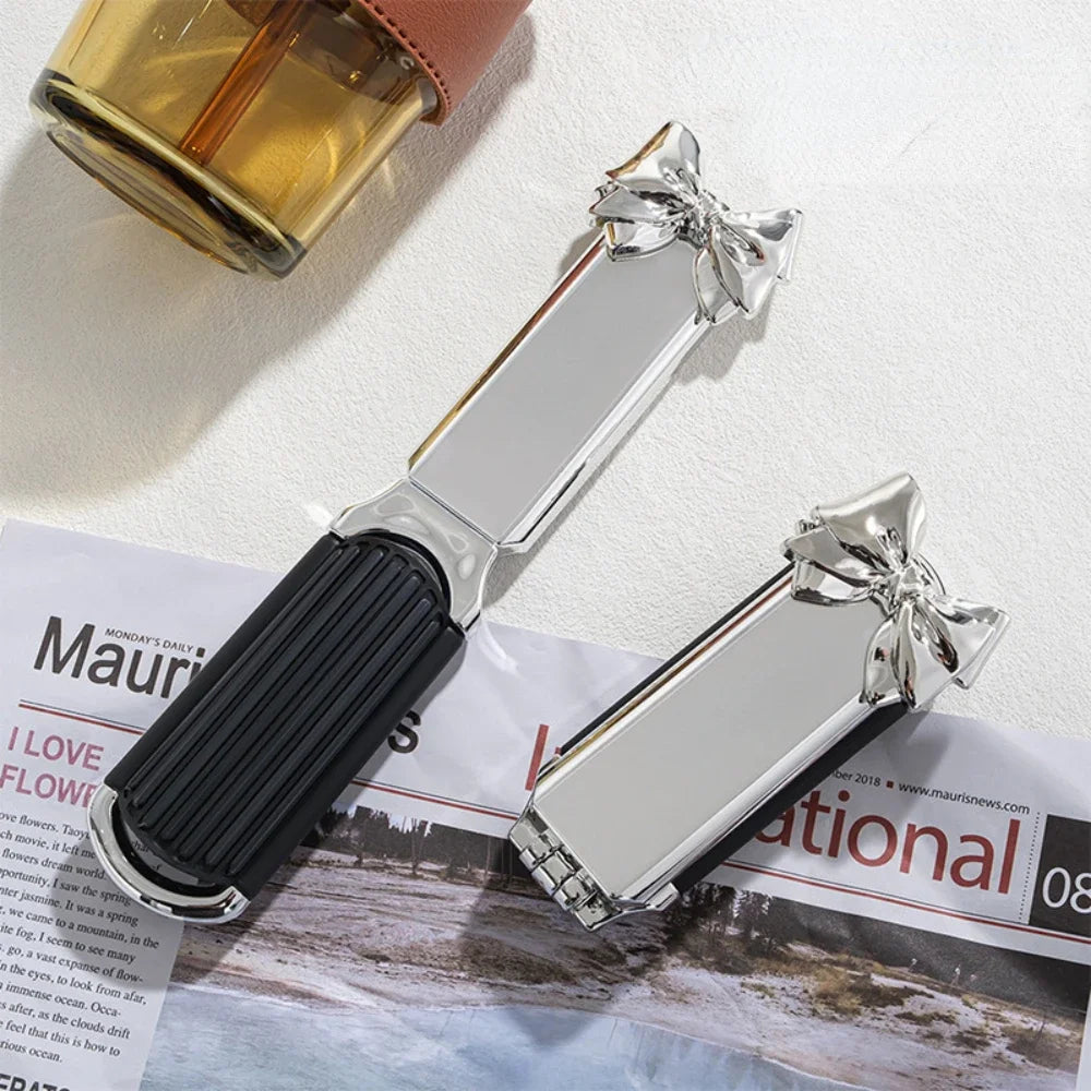 2 In 1 Mini Portable Folding Comb Mirror Diamond Air Cushion Bling Rhinestone Cosmetic Travel Pocket Hair Brush Makeup Tool