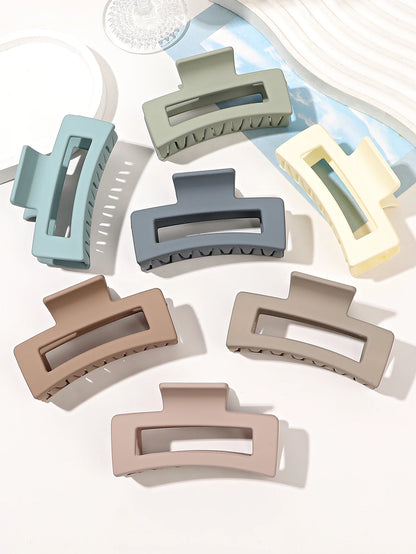 7Pcs 3.4" Medium Square Hair Claw Clips for Women Thick Thin Hair,Strong Hold Matte Banana Jaw Clips Hair Accessories