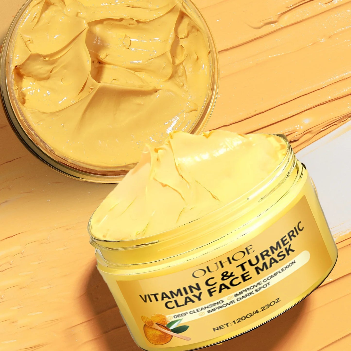1/3PCS Turmeric VitaminC Clay Mask  Deep Cleansing Facial Improves Dark Spots  Hydrating Skin Care Tightens Skin Evens Skin Tone