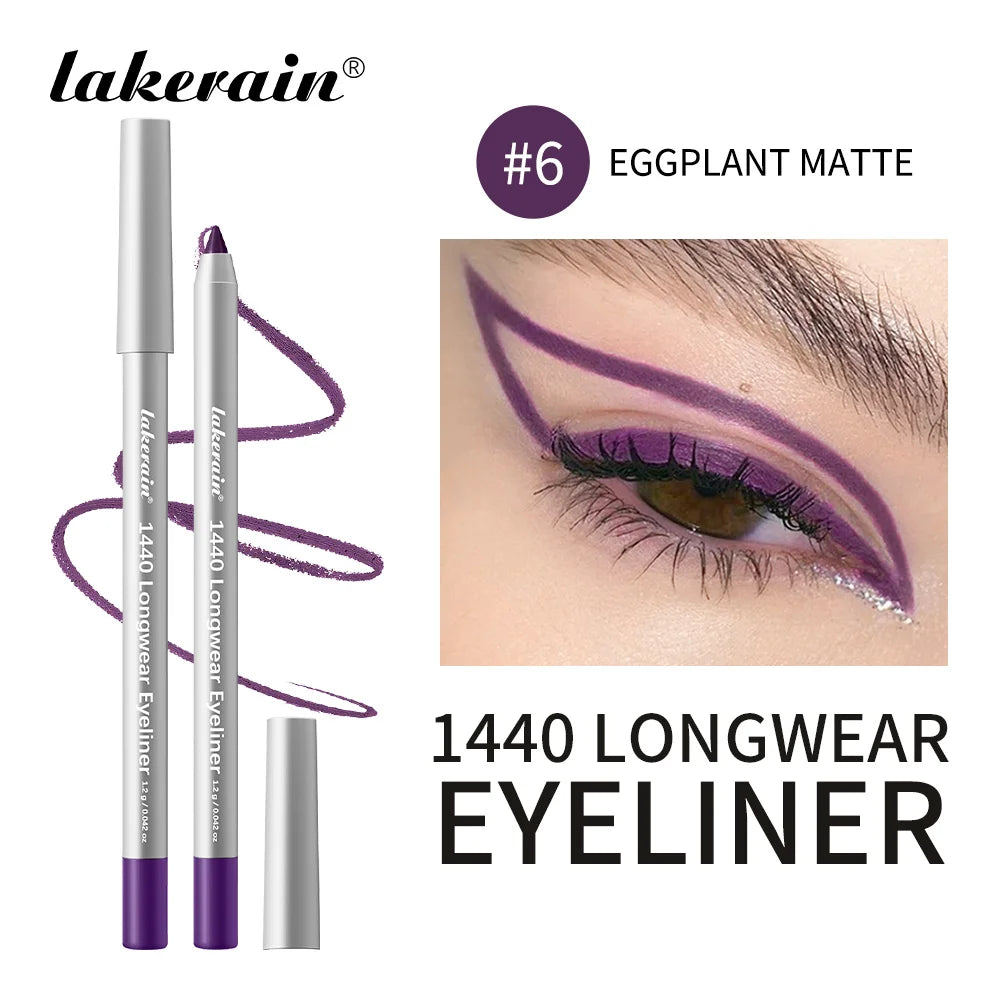 Lakerain Longwear Eyeliner 24h Long-lasting Wear Waterproof Smudge-proof Smooth Precise Application Smokey Eyeliner 12 Color