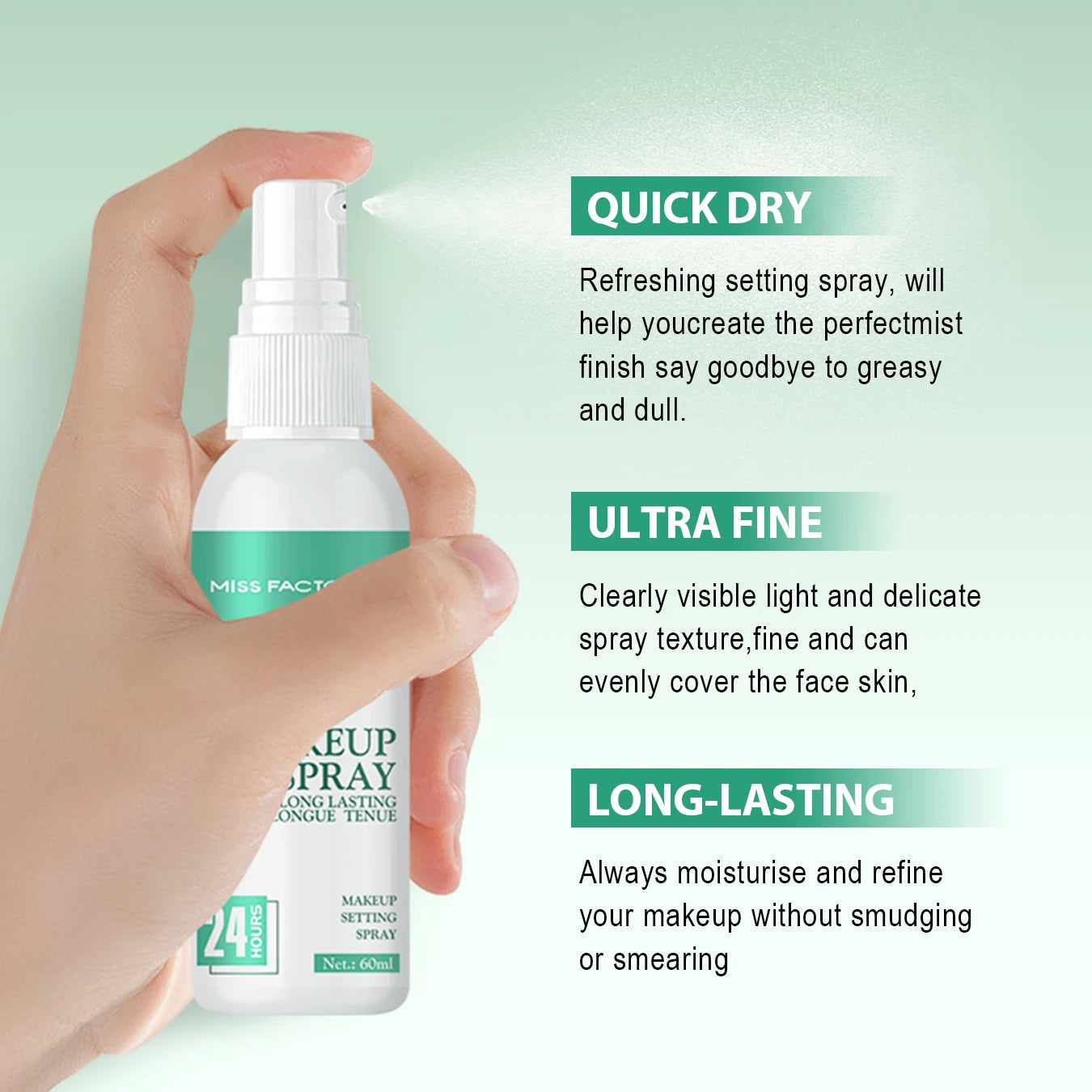 Waterproof Makeup Spray Face Set Lasting Award winning Makeup Spray Anti-smudge and Makeup Off Natural finish