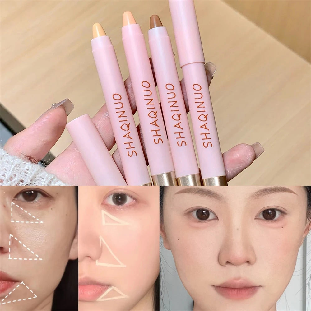 Contour Stick Cream Bronzer Highlighter Makeup Stick for Face Easy to Blend & Long Lasting Natural Make Up 3D Nose Shadow Repair