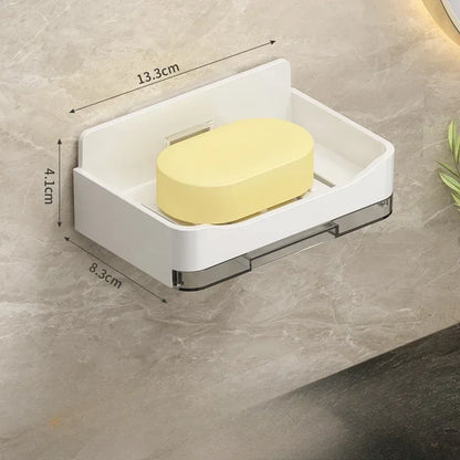 Bathroom Free-Punching Wall Mounted Soap Holder Soap Sponge Holder Organizer Double Drainage Soap Dish Bathroom Accessories