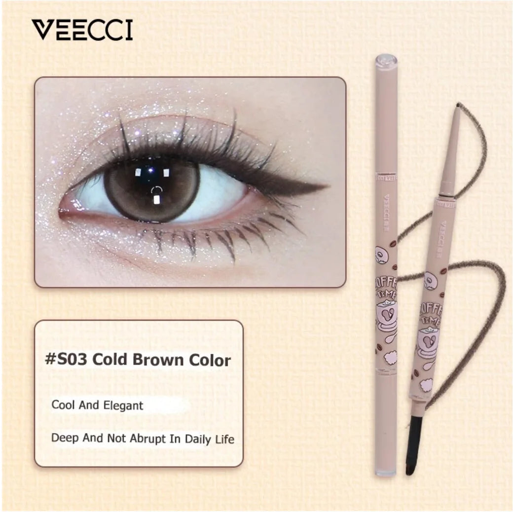 VEECCI Eyeliner Pencil Double-ended Built-in Blade Brush Color-locking Long-lasting No Smudging 50mg Eye Makeup Cosmetics