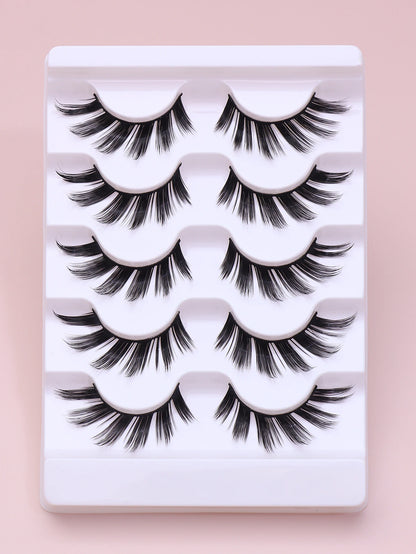 10 Pairs Natural Eye Lashes Faux Mink Eyelashes Winged End Eye Elongated Eyelashes Natural Long Manga Lashes Fake Lashes Makeup