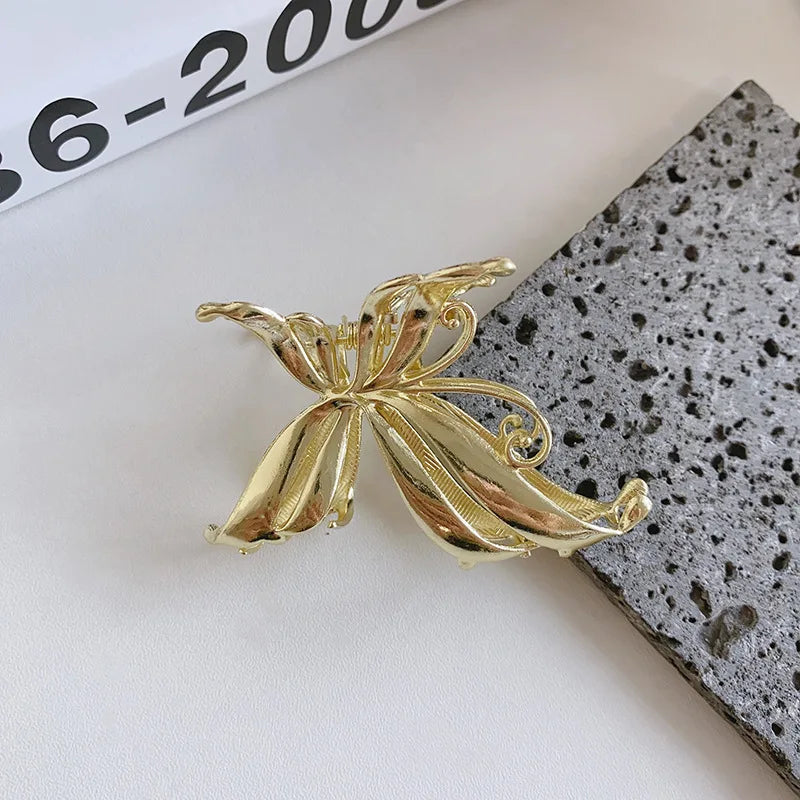 2023 women Retro butterfly claw clip small  gold hair clip girls Medium metal hairclips Lady silver y2k hairpin hair accessory