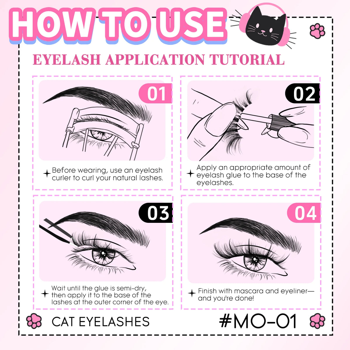 GROINNEYA Manga Eyelashes Natural Spiky Mink Lashes Natural Curl Full Strip Clear Stem Lashes Soft Fake Lashes Extension Makeup