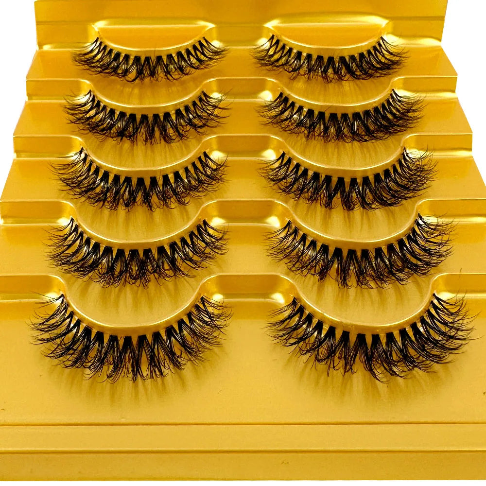 5pairs Mink Eyelashes Invisible Band Lash Extension Natural False Eyelashes Cross Cluster Fairy 3D Faux Big Eye Long Fake Lashes