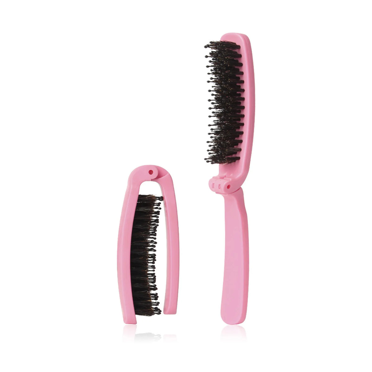 Foldable Nylon Bristle Hair Brush For Smoothing Detangling And Volumizing With Portable Design For Travel And Daily Use
