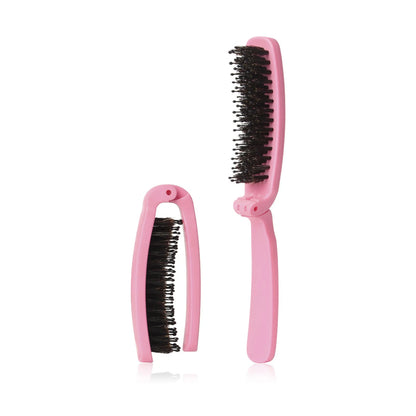 Foldable Nylon Bristle Hair Brush For Smoothing Detangling And Volumizing With Portable Design For Travel And Daily Use