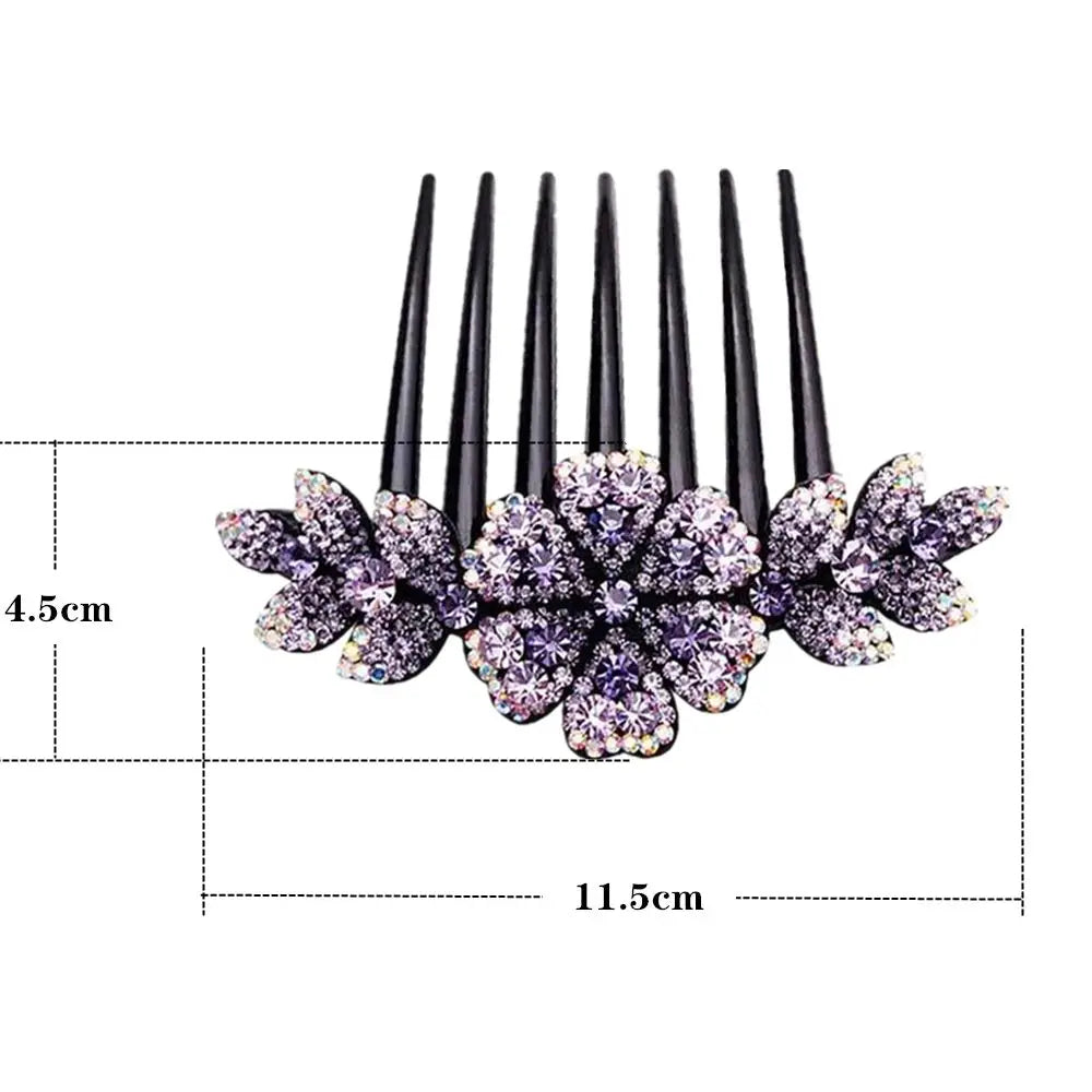 1PC Fashion Hair Comb Luxury Crystal Shiny Rhinestone Hair Clips Inlaid Flower Hairpin Hair Grips Elegant Bride Hair Jewelry