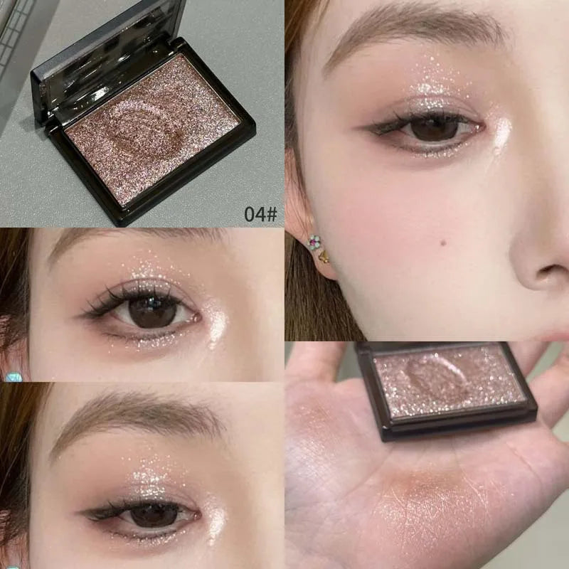 Punk Metallic Glitter Eyeshadow Mousse Matte Shimmer Highlight Pressed Pigments Dark Smoky Purple Pearlescent Eyeshadow Palette