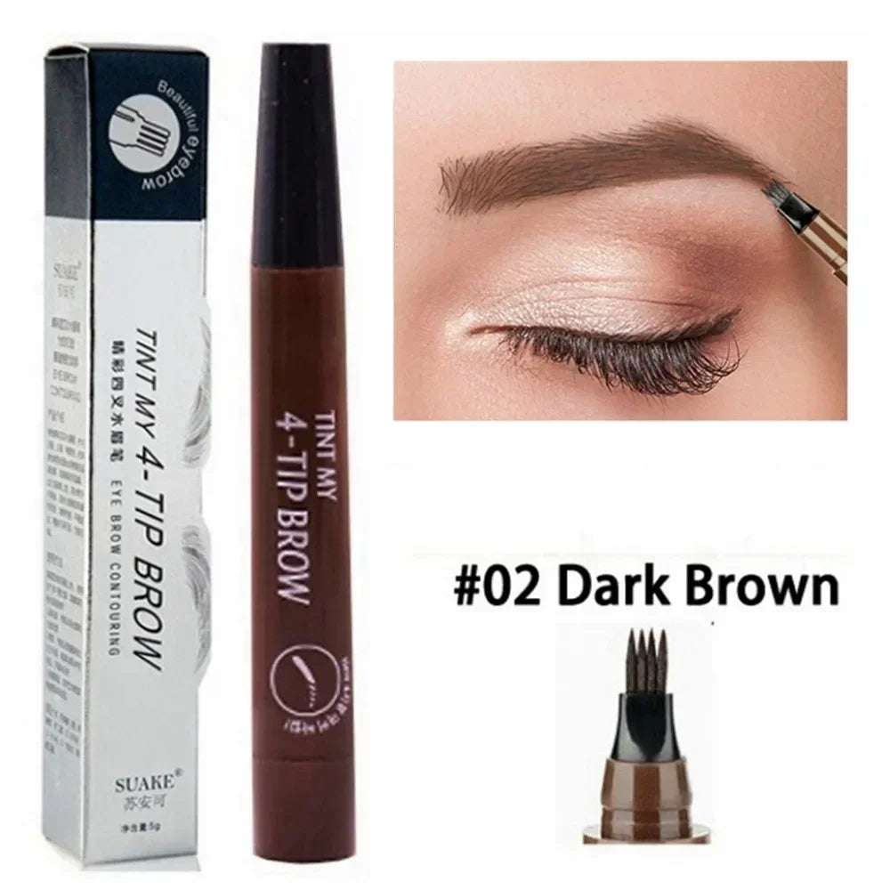 2 Pack 4 Point Eyebrow Pen 4 Prong Tip Eyebrow Pen 4 Fork Eyebrow Pencil Waterproof Liquid Eyebrow Pencil Long Lasting Like Real