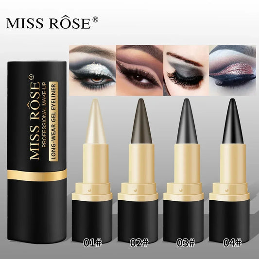 Miss Rose Black Long-Lasting Eye liner Pen Makeup 24-Hour Waterproof Gel Eye Shadow Eyeliner Pencil Kajal Eye Shimmer Cosmetics