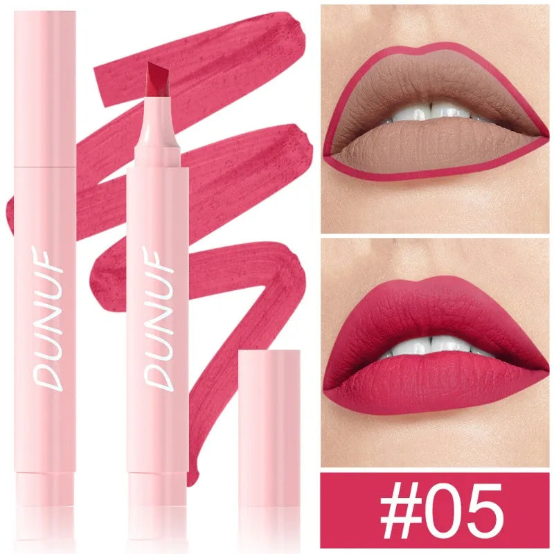 5 Color Long Lasting Lip Liner Lipstick Pencil Waterproof Velvet Matte Lipsticks Sexy Red Lip Contour Pencil 2in1 Lip Marker Pen