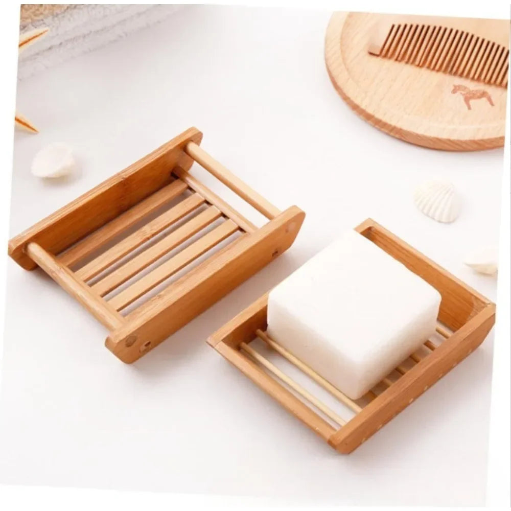 1PC Soap Box Bamboo and Wood Hotel Bathroom Soap Holder Home Simple Drain Soap Box