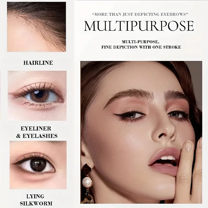 2 Point Wild Eyebrow Pencil Long-Lasting Easy Grip Waterproof Thin Liquid Silkworm Brow Pen Korean Makeup for Eyebrow Tattoo