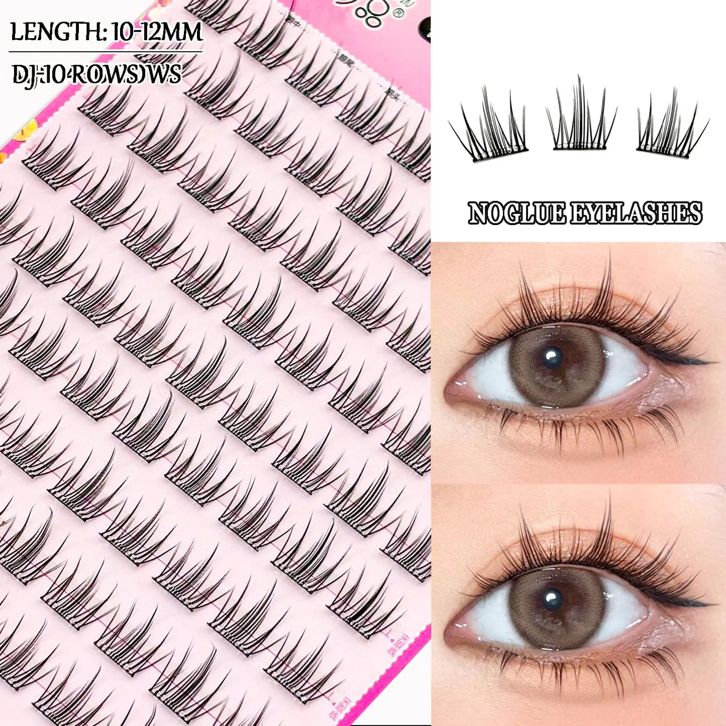 Noglue Eyelashes Natural False Eyelashes DIY Lashe Clusters Glue Strands Eye Lashes  Adhesive Eyelash Artificial Eyelashes
