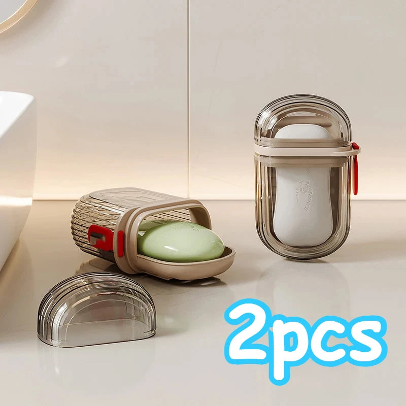 1/2pcs Portable Travel Soap Box with Lid Sealed And Drainable Creative Small Soap Dish for Business Trips