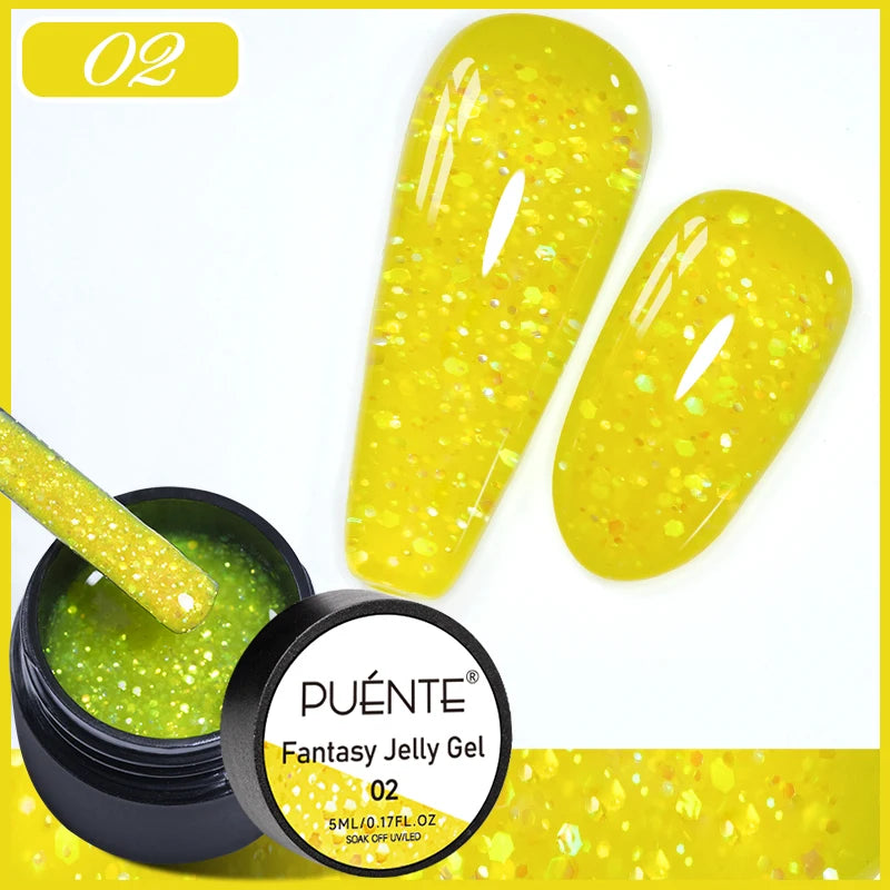 PUENTE Pearl Color Builder Nail Gel Polish Hema Free Shell Thread Glitter Nail Extension Semi-Permanent Construction Gel Varnish