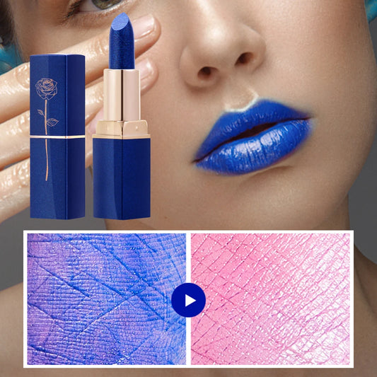 Blue Rose Lipstick Makeup Temperature Color Changing Lipstick Velvet Matte Moisturizing Waterproof Non-stick Cup Shiny Lipstick