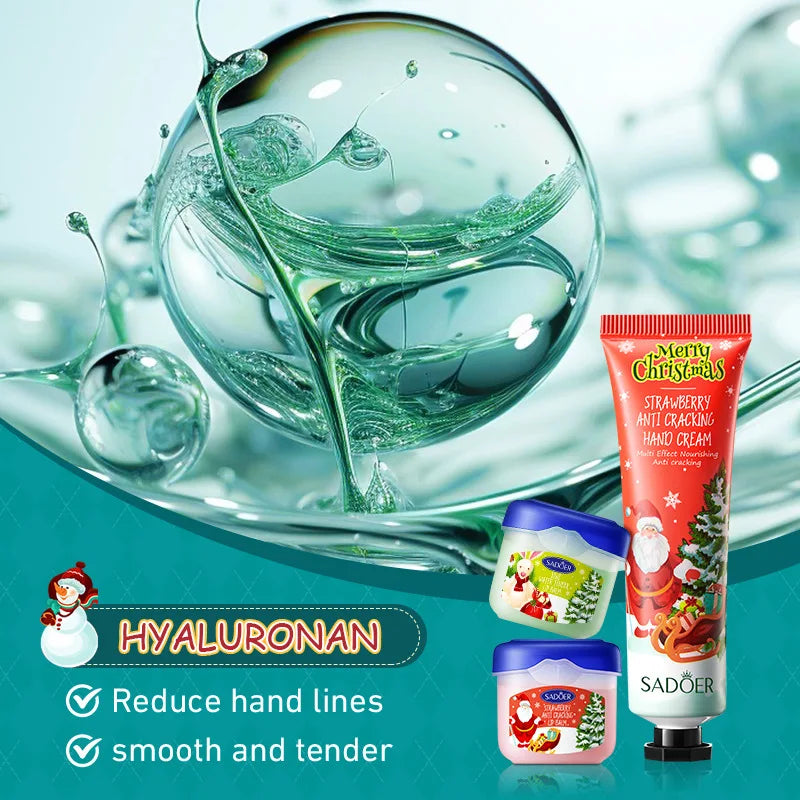 8pcs/Set SADOER Christmas Hand Cream Lip Balm Skin Care Sets Moisturizing Plump lips lipstick lip plumper Lips Hands Skin Care